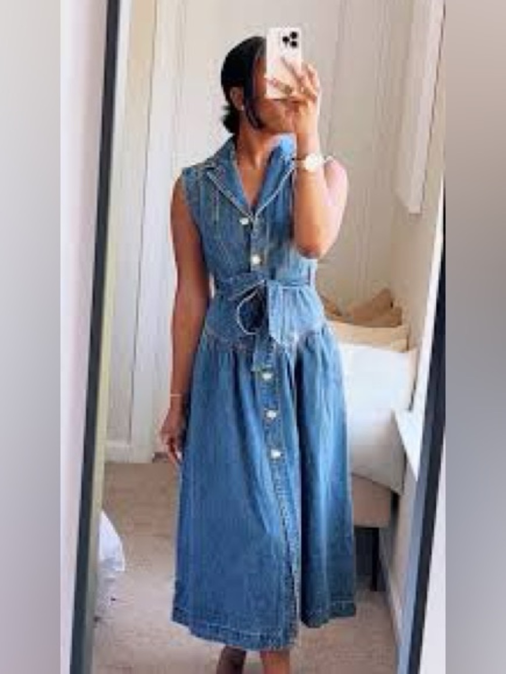 Universal Thread Sleeveless Denim Midi Dress in Blue